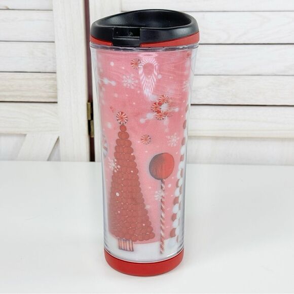 Starbucks Iridescent Hologram Christmas Candy Holiday Tumbler Cup 16oz Pink - Picture 2 of 9